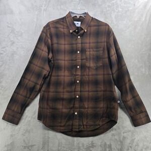 NN07 Levon Shirt Mens Small Brown Plaid Button Down Regular Fit 5997